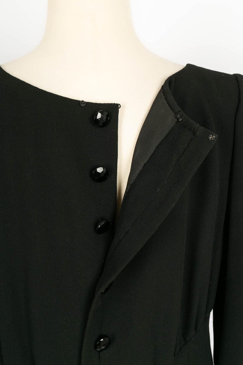 Yves Saint Laurent Black Poplin Long Sleeve Haute Couture Dress For Sale 2