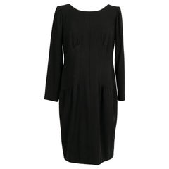 Yves Saint Laurent - Vestito Haute Couture a maniche lunghe in popeline nero