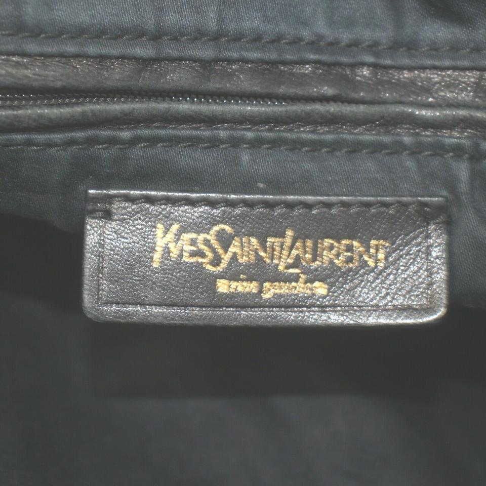 Women's Yves Saint Laurent Black Postal Stamp Postcard Tote Bag 862586