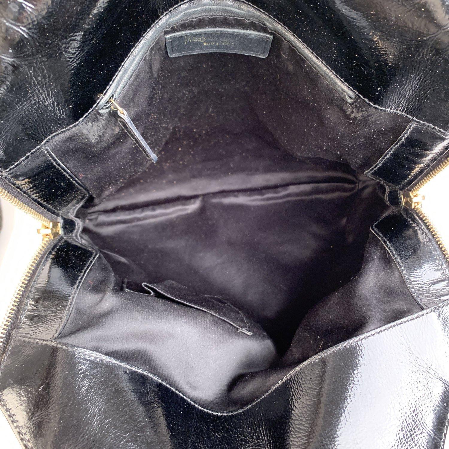 Yves Saint Laurent Black Quilted Croc Look Metropolis Tribute Bag 3