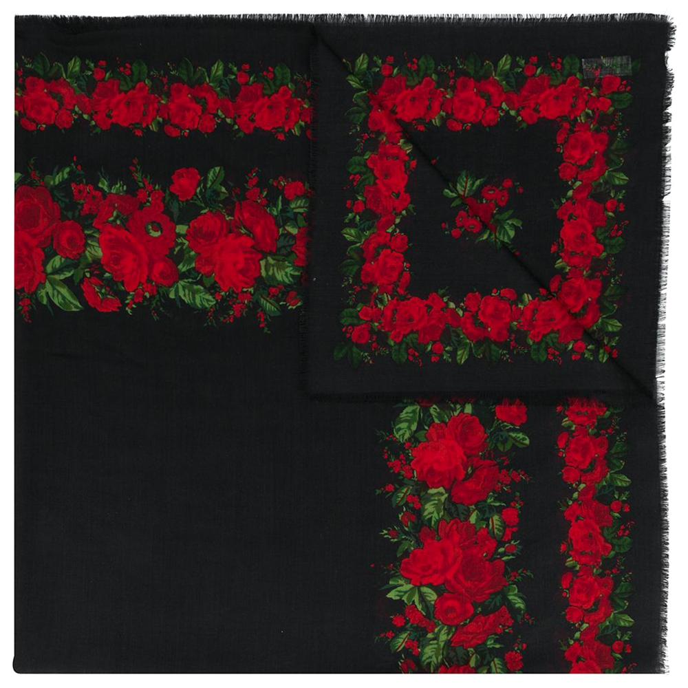 YVES SAINT LAURENT Multi Color Abstract Floral Print Silk Scarf main image 1