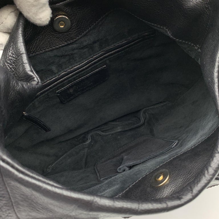 Yves Saint Laurent Black Ruffled Leather Hobo Tote Shoulder Bag For ...