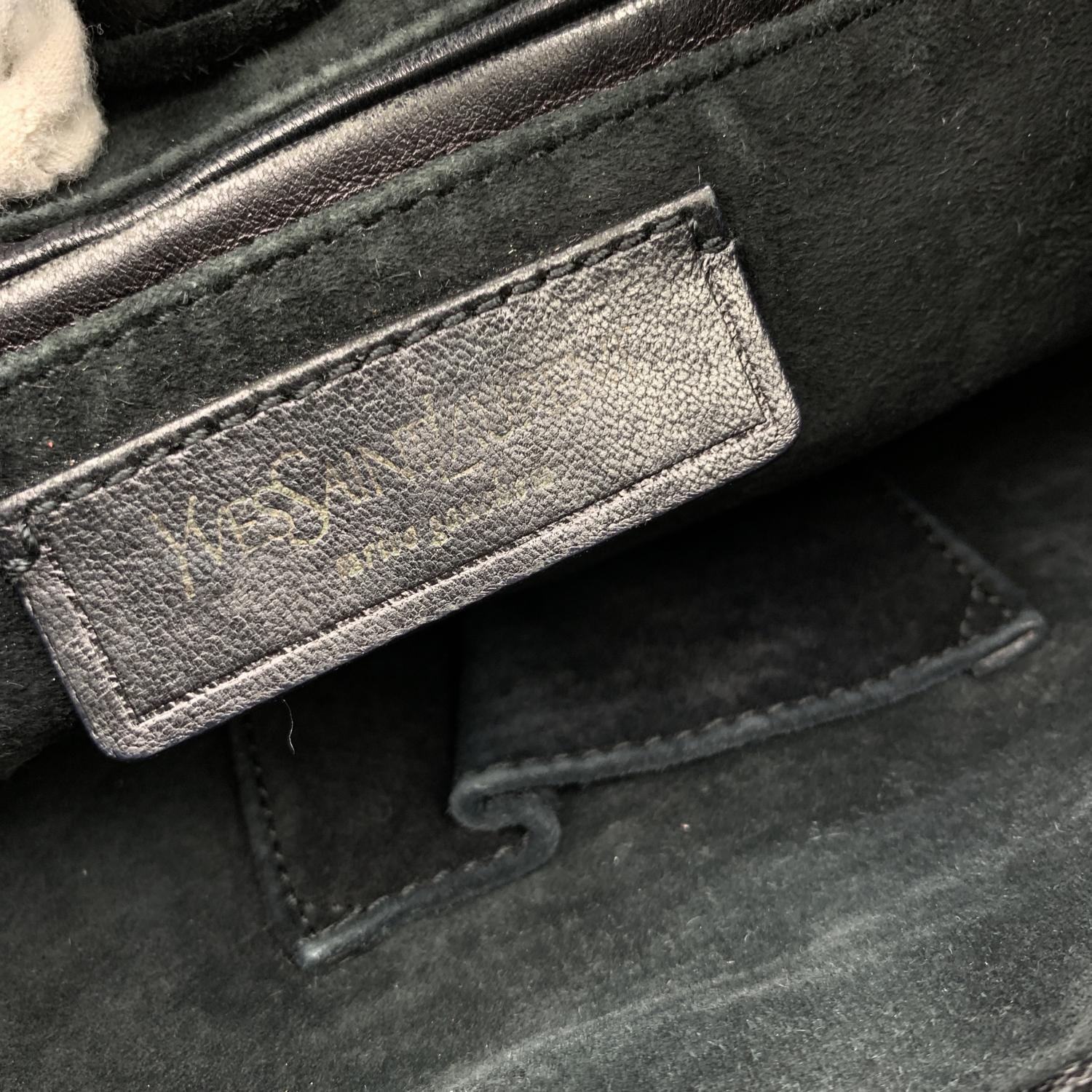 Yves Saint Laurent Black Ruffled Leather Hobo Tote Shoulder Bag For Sale 4