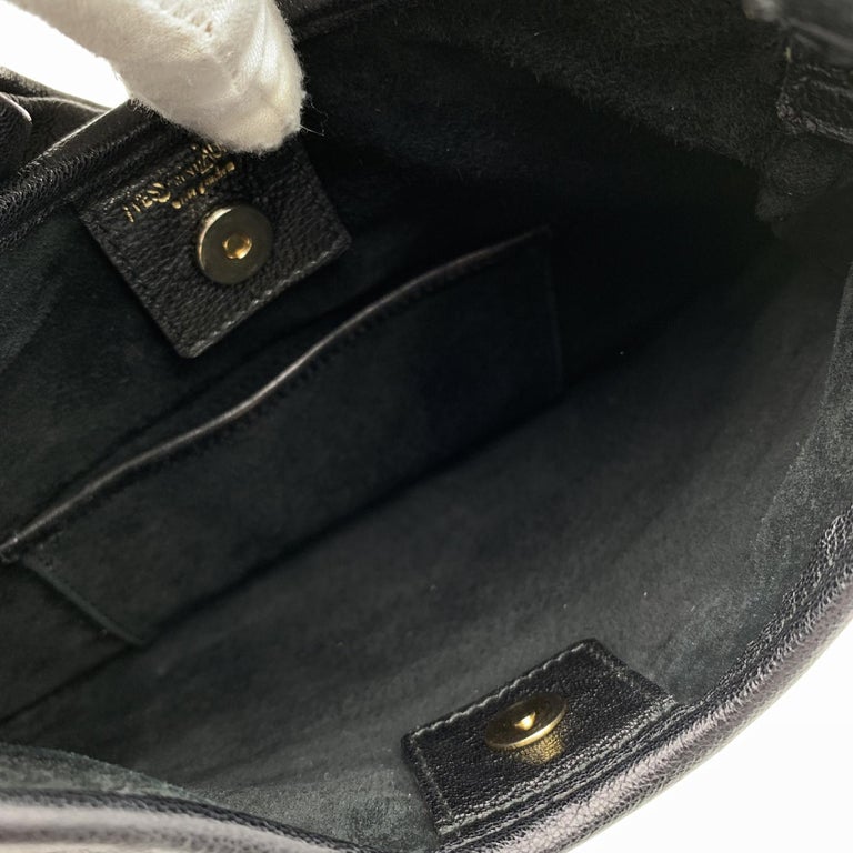 Yves Saint Laurent Black Ruffled Leather St Tropez Hobo Tote Bag For ...