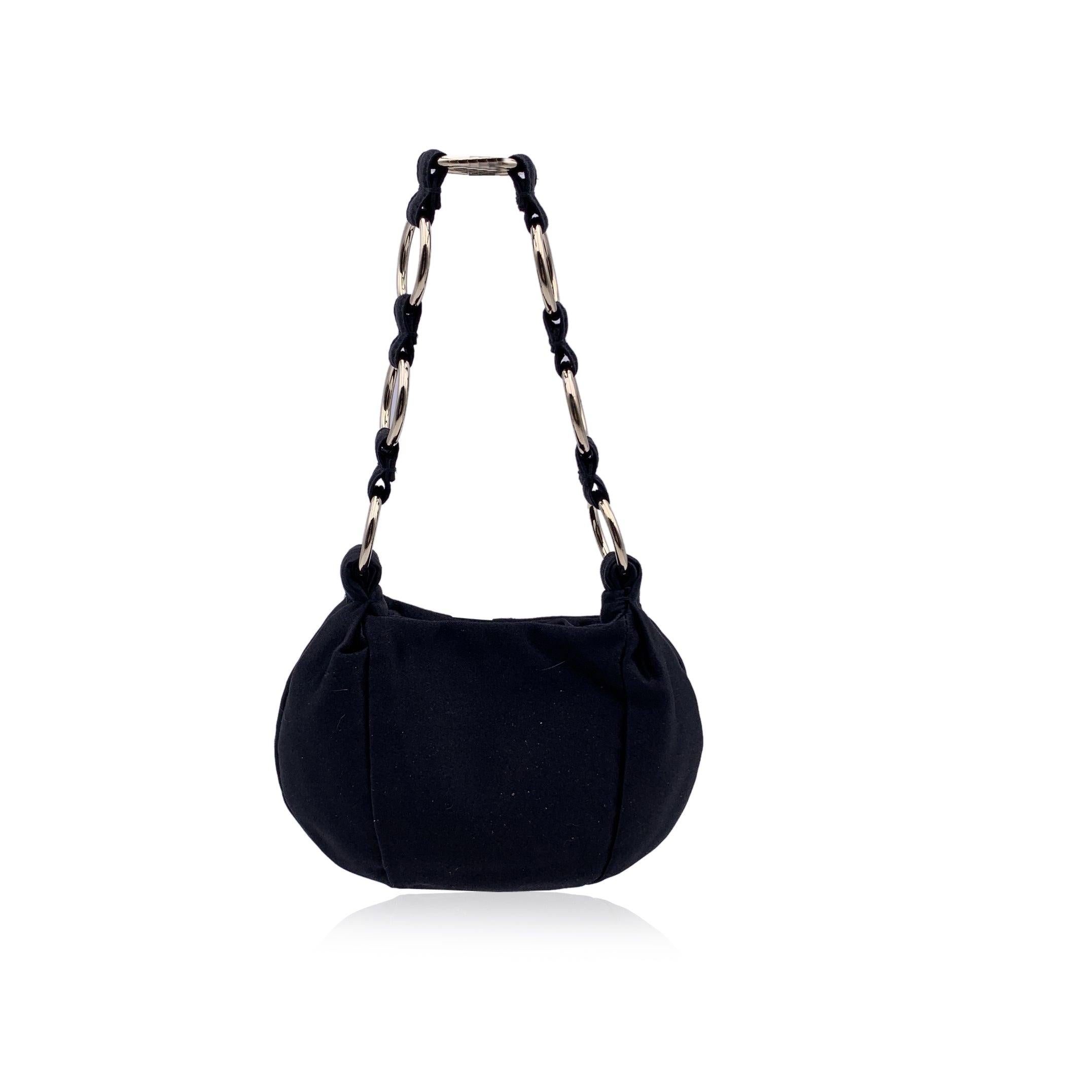 Women's Yves Saint Laurent Black Ruffled Satin Flower Mini Shoulder Bag