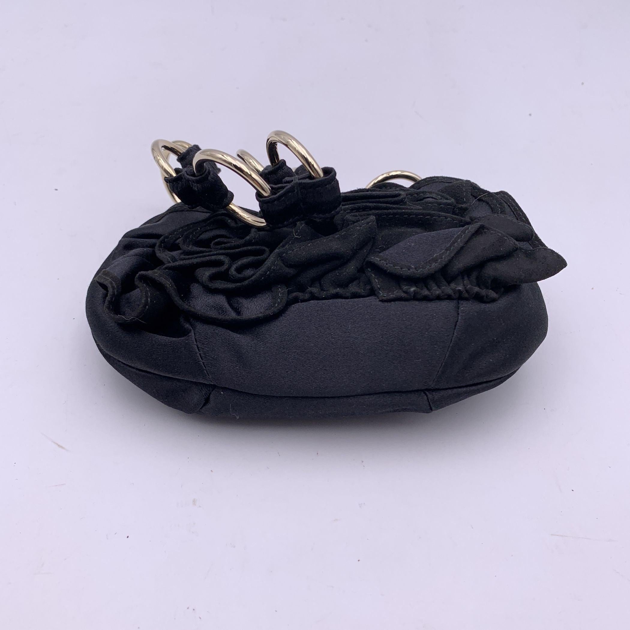 Yves Saint Laurent Black Ruffled Satin Flower Mini Shoulder Bag 1