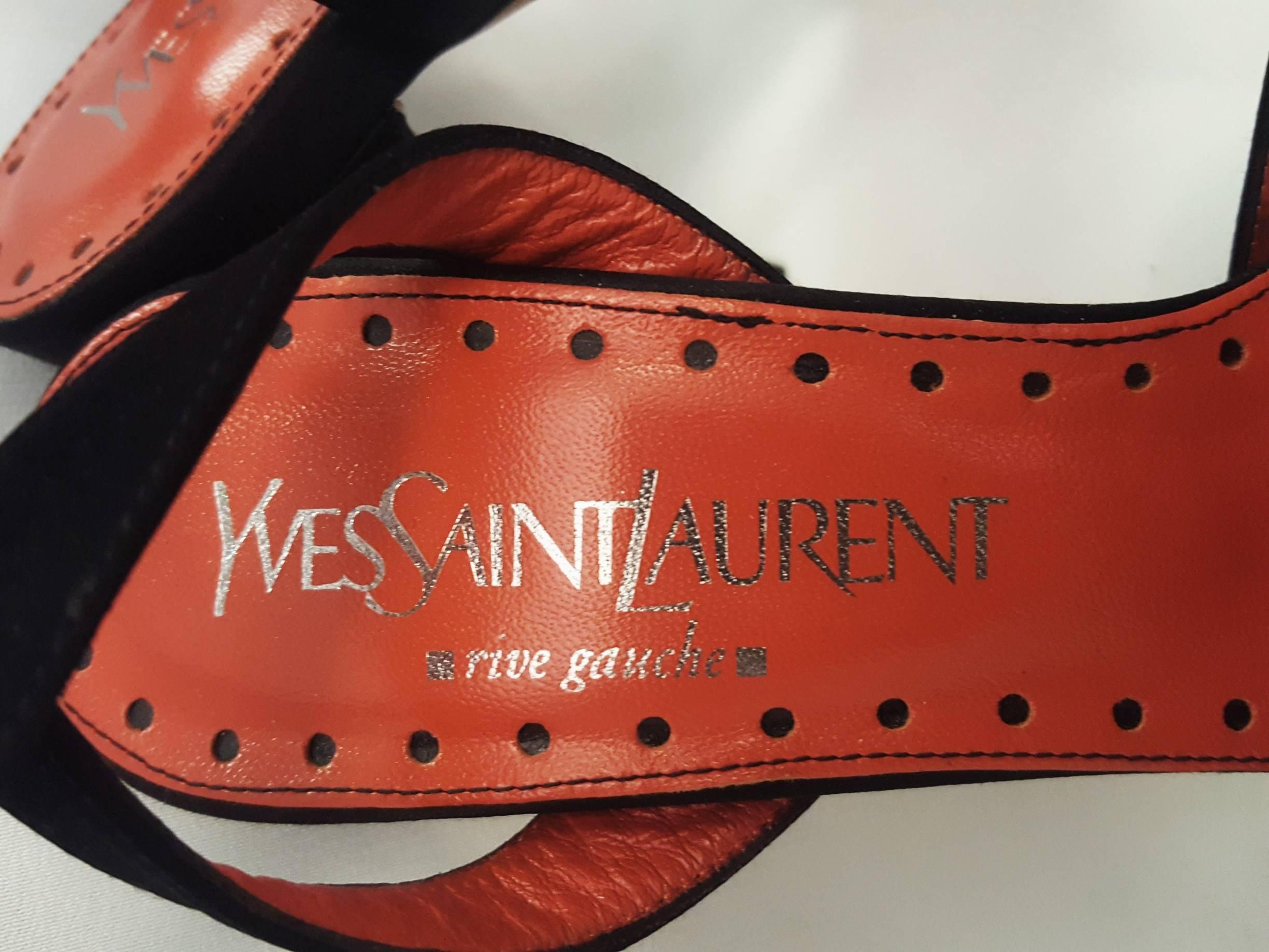 Women's Yves Saint Laurent Black Satin Sandals  For Sale