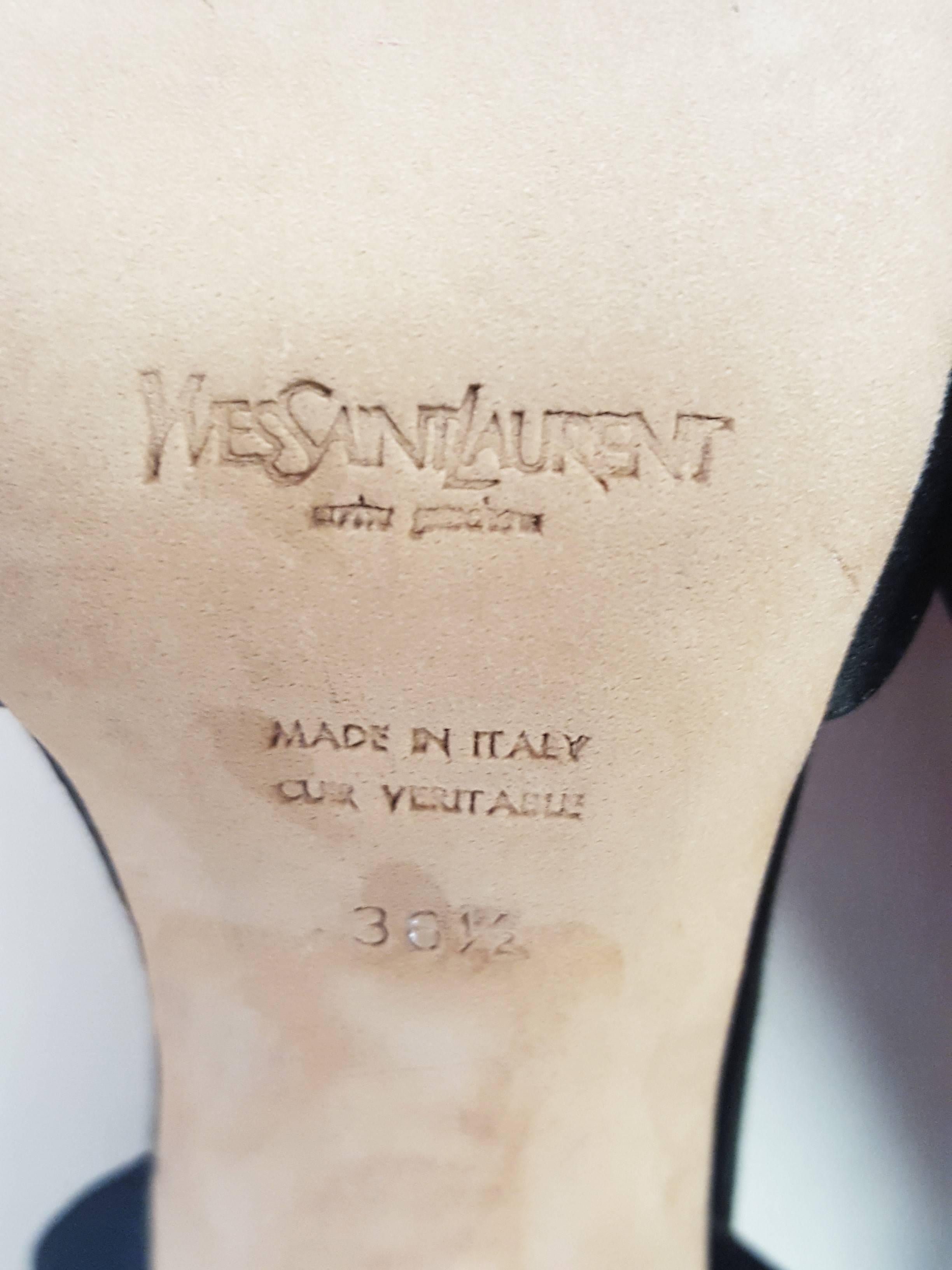 Yves Saint Laurent Black Satin Sandals  For Sale 1
