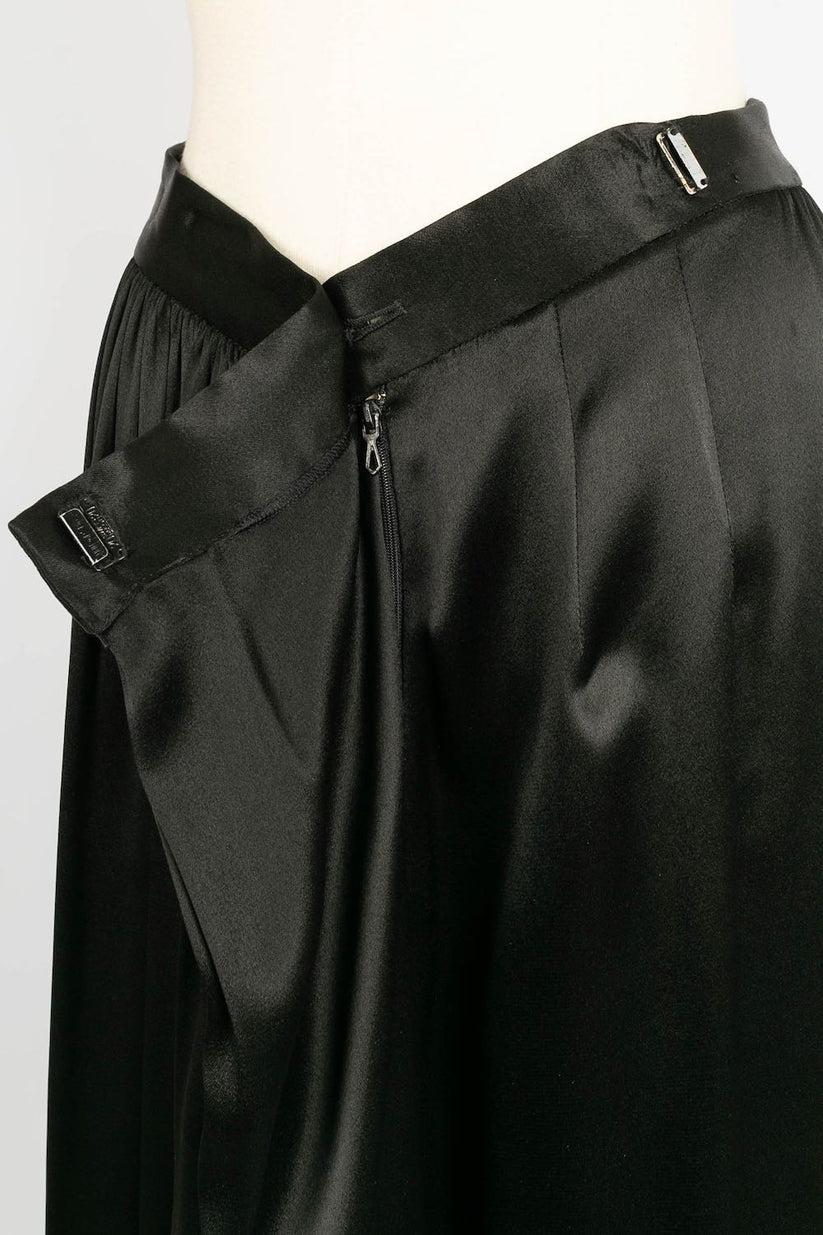 Yves Saint Laurent Black Satin Skirt For Sale 2