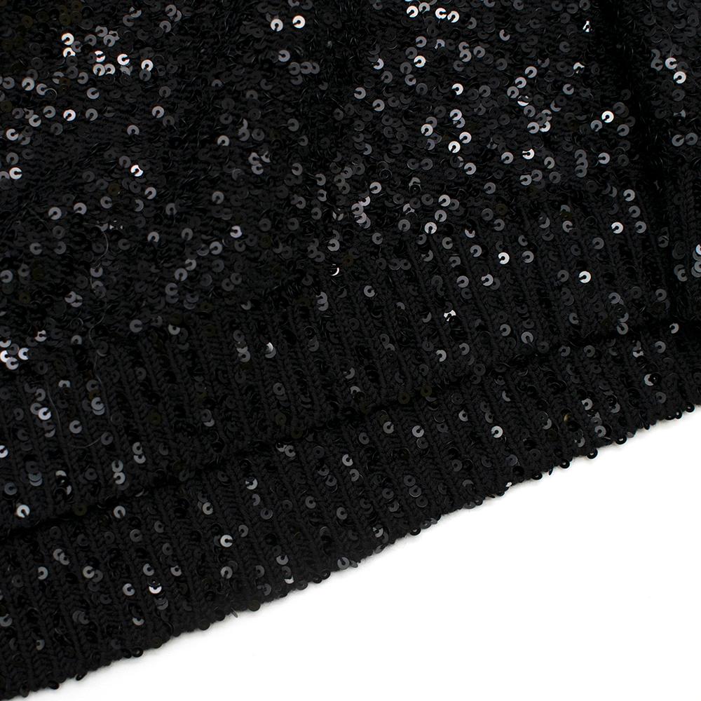 Women's Yves Saint Laurent Black Sequin-Embellished Wool Sweater XS