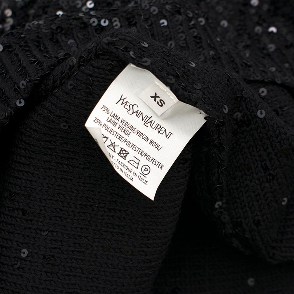 Yves Saint Laurent Black Sequin-Embellished Wool Sweater XS 1
