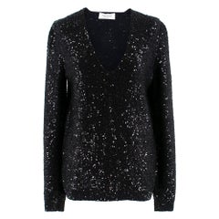 Yves Saint Laurent Pull en laine embelli de sequins noir XS