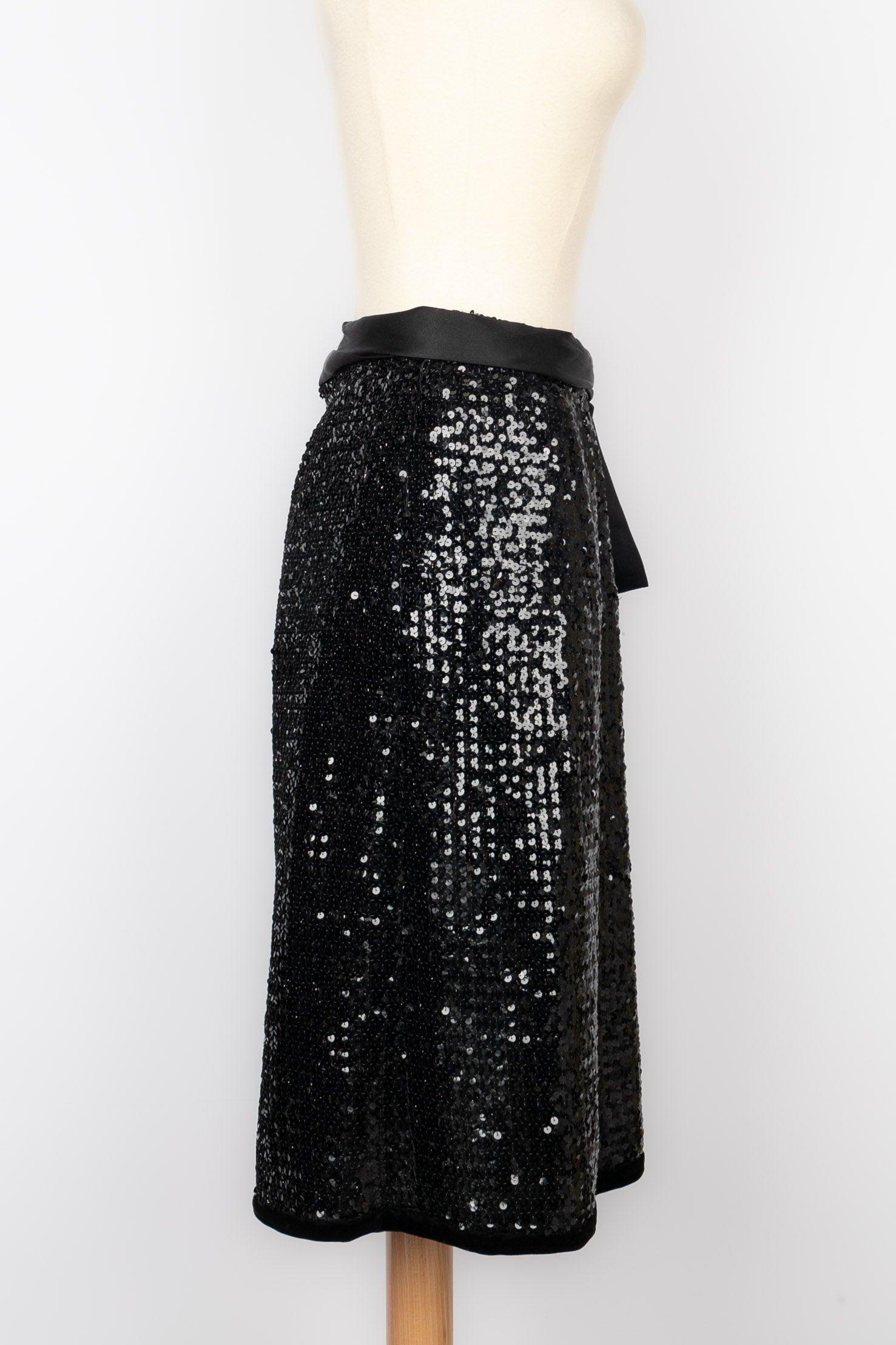 Women's Yves Saint Laurent Black Sequin Sort Skirt For Sale