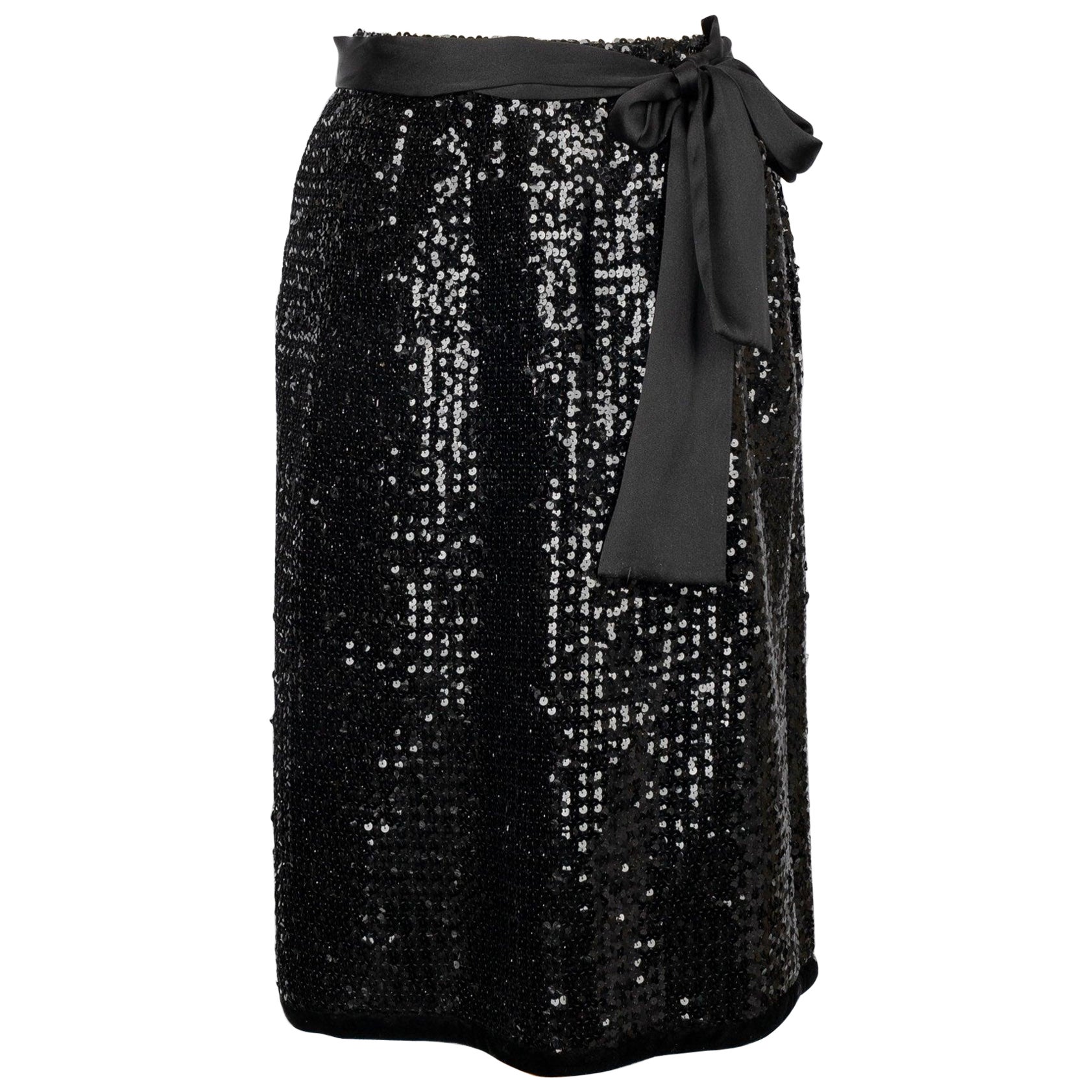 Yves Saint Laurent - Gonna a ruota con paillettes nere