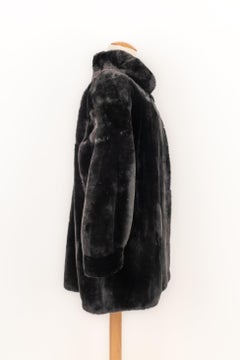 Yves Saint Laurent Black Sheepskin Fur Coat