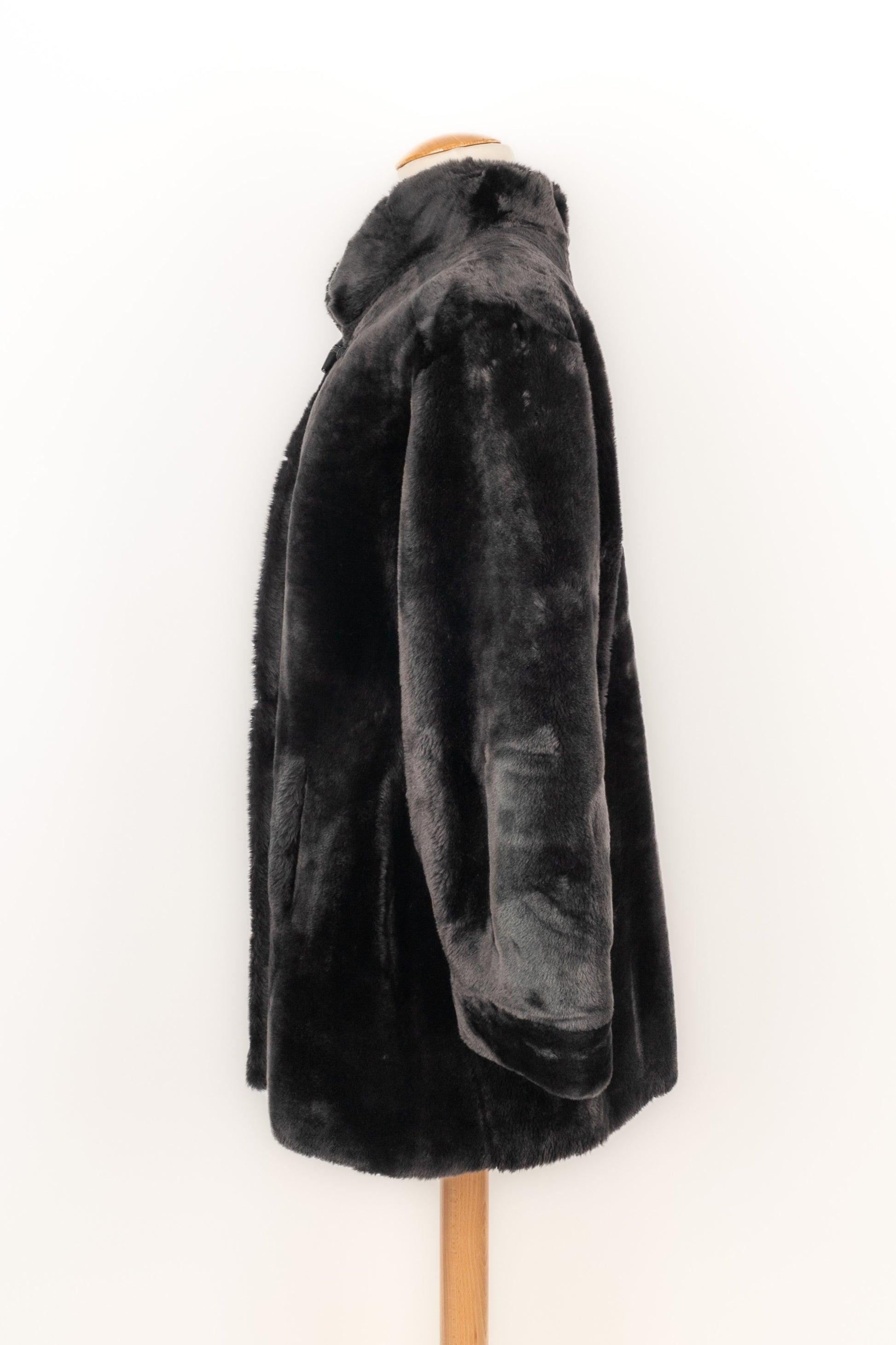 Women's Yves Saint Laurent Black Sheepskin Fur Coat For Sale