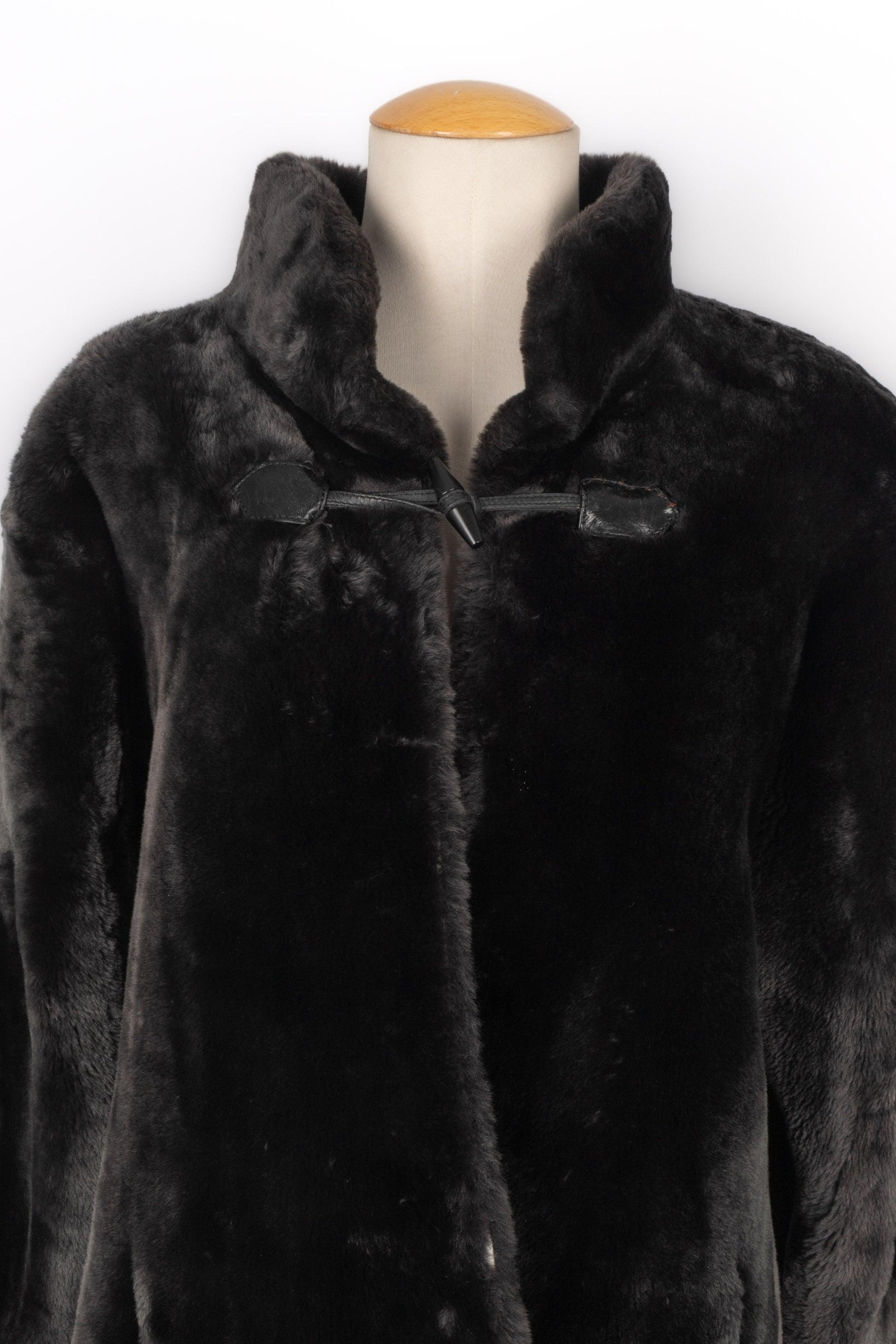 Yves Saint Laurent Black Sheepskin Fur Coat For Sale 1