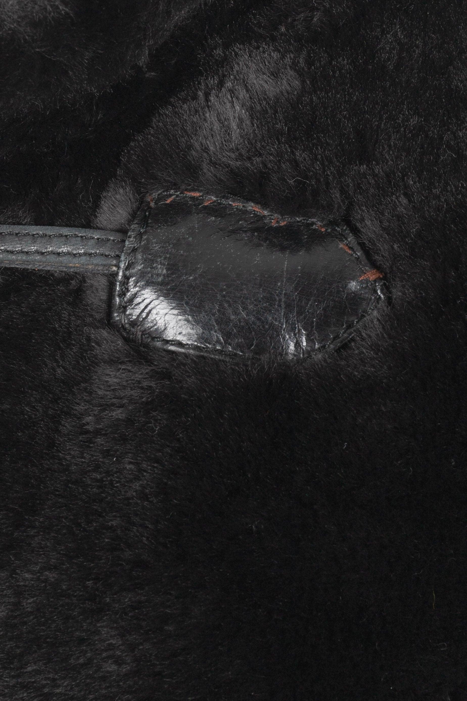 Yves Saint Laurent Black Sheepskin Fur Coat For Sale 2