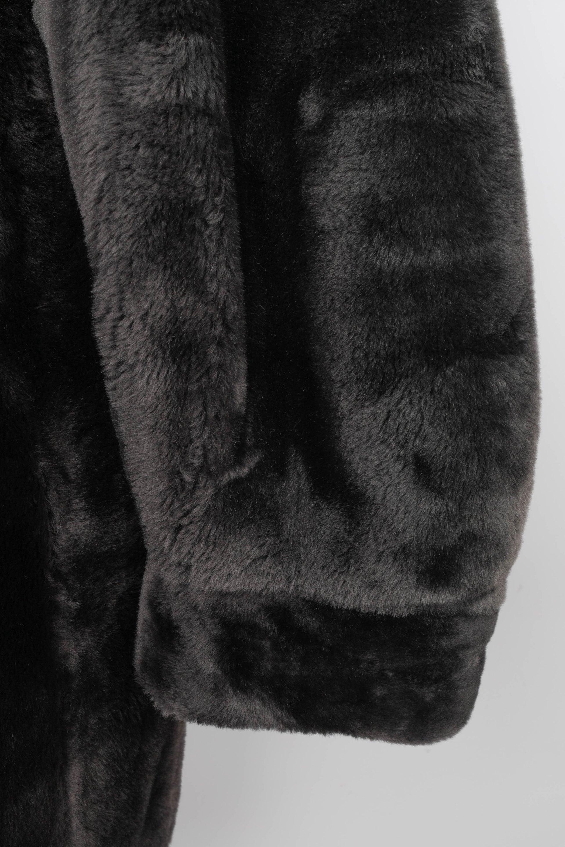 Yves Saint Laurent Black Sheepskin Fur Coat For Sale 4