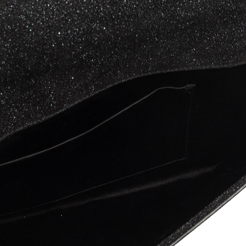 Yves Saint Laurent Black Shimmer Glitter And Suede Y-Ligne Clutch 6