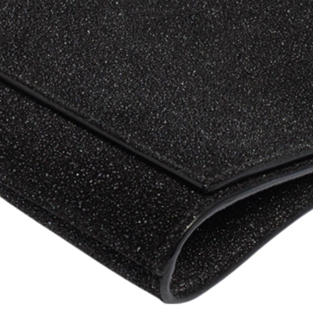 Yves Saint Laurent Yves Saint Laurent Y-Ligne Clutch aus schwarzem schimmerndem Glitter und Wildleder 4