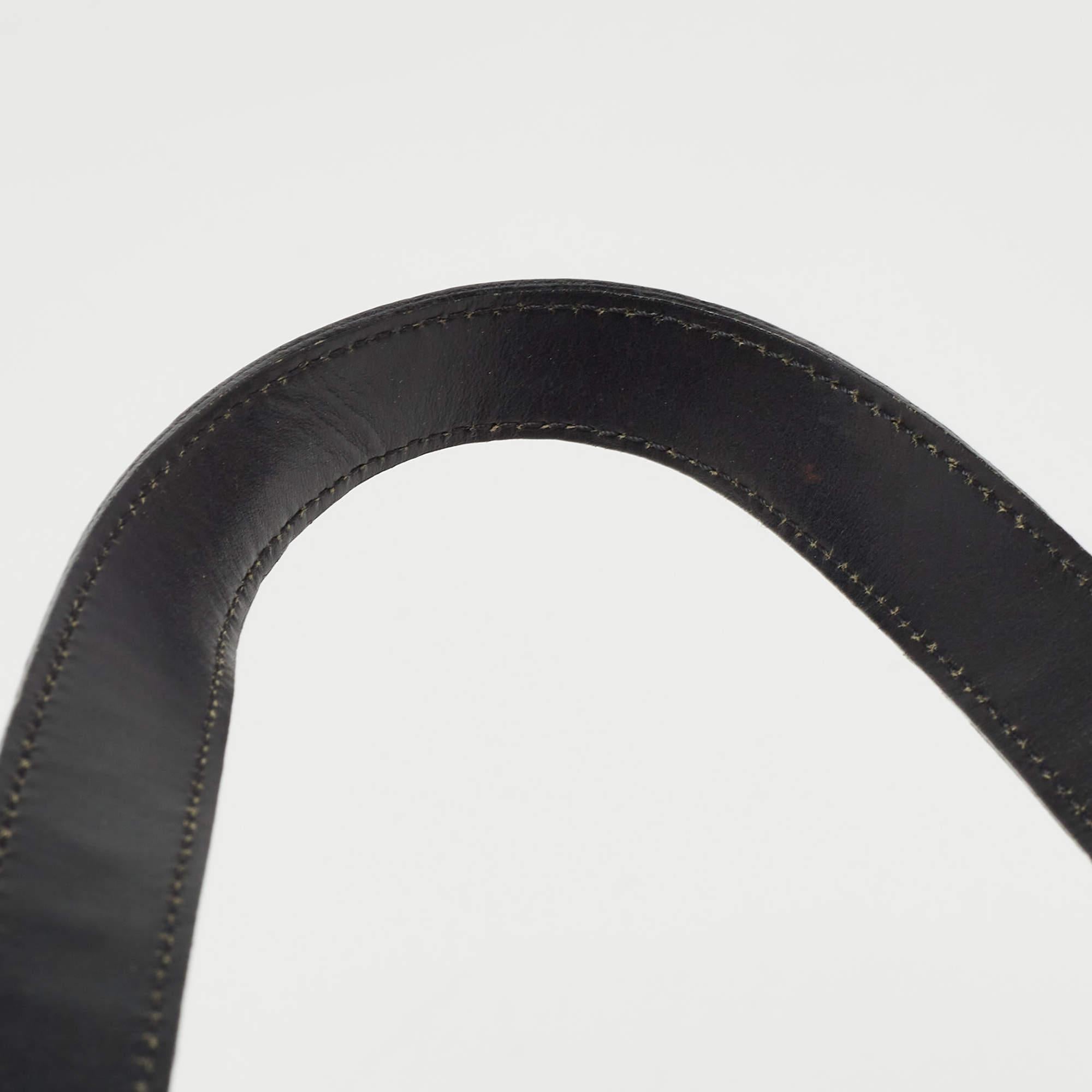 Yves Saint Laurent Black Shine Croc Embossed Leather Tote 8