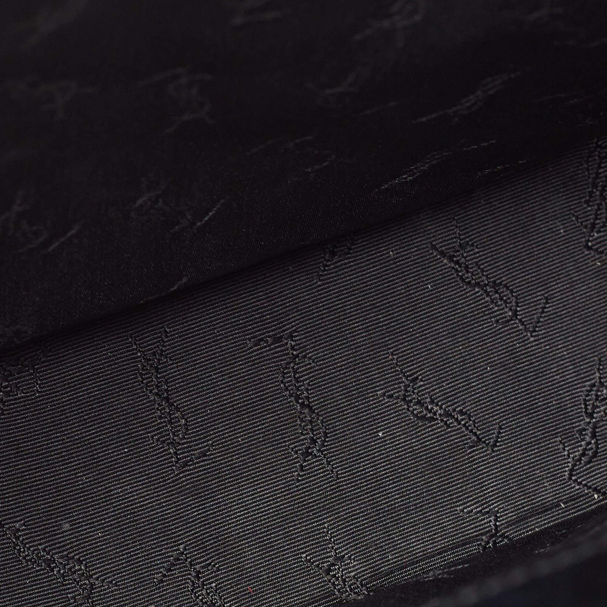 Yves Saint Laurent Black Shine Croc Embossed Leather Tote 1