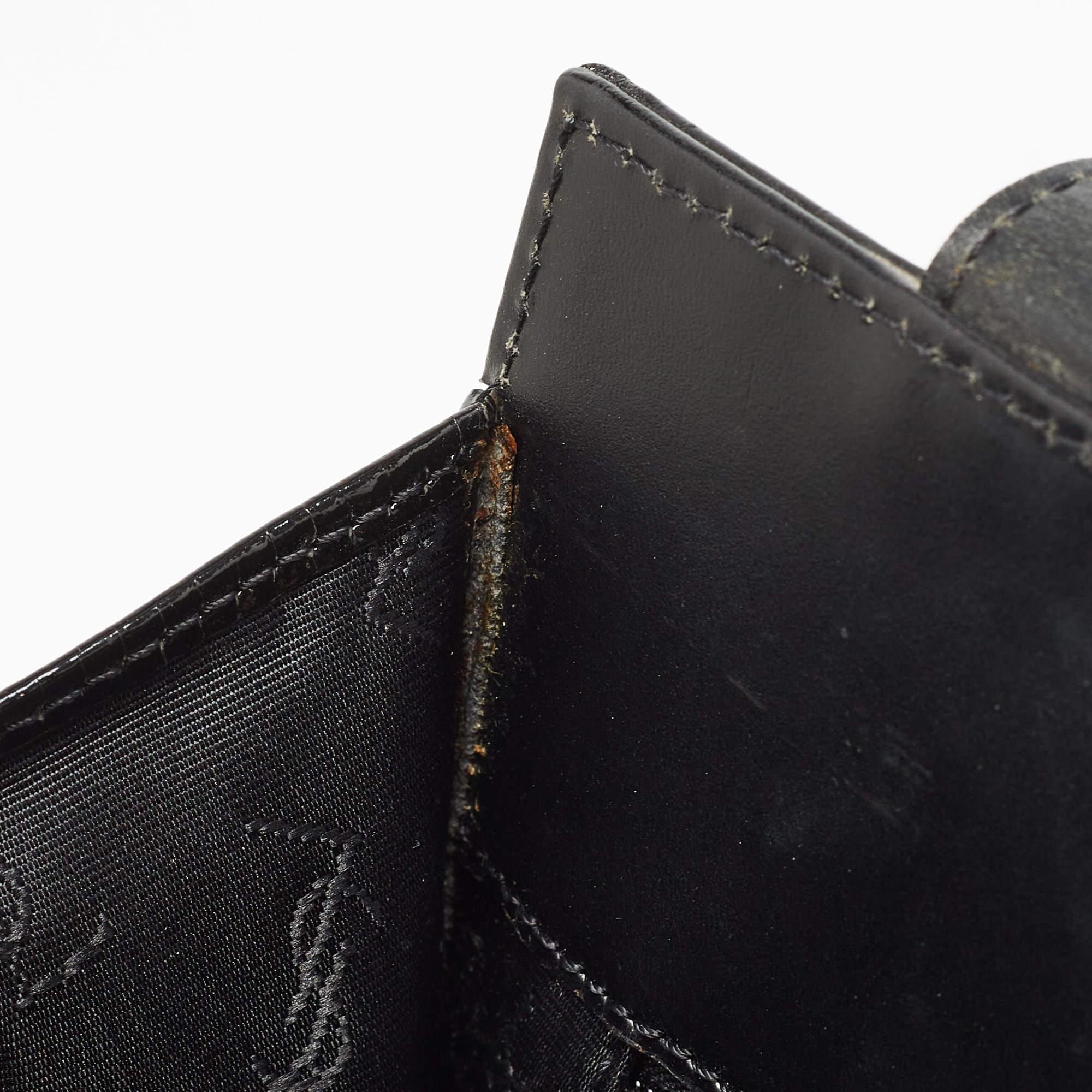 Yves Saint Laurent Black Shine Croc Embossed Leather Tote 4