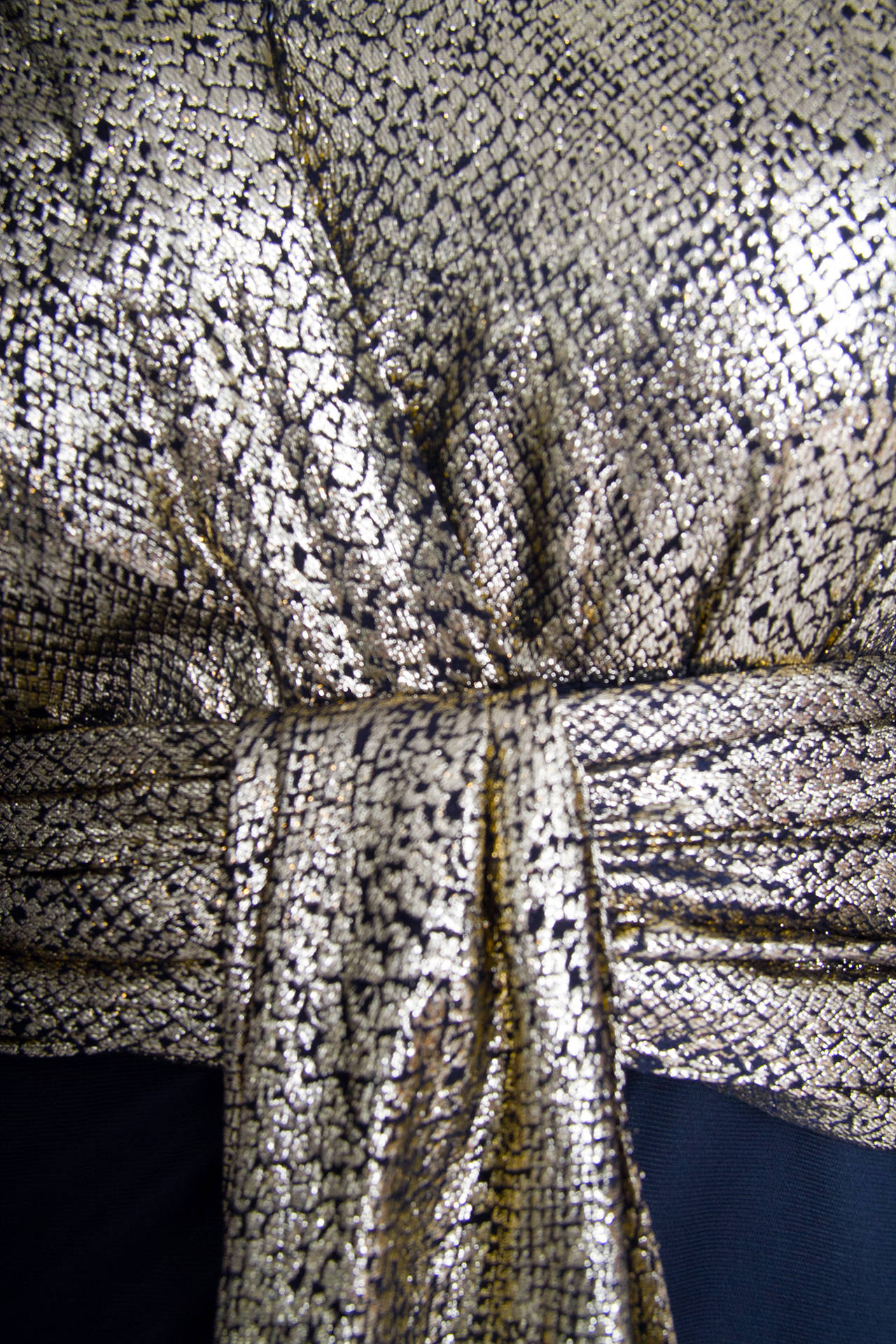 Yves Saint Laurent Black Silk and Gold Lamé Dress, 1970s  1