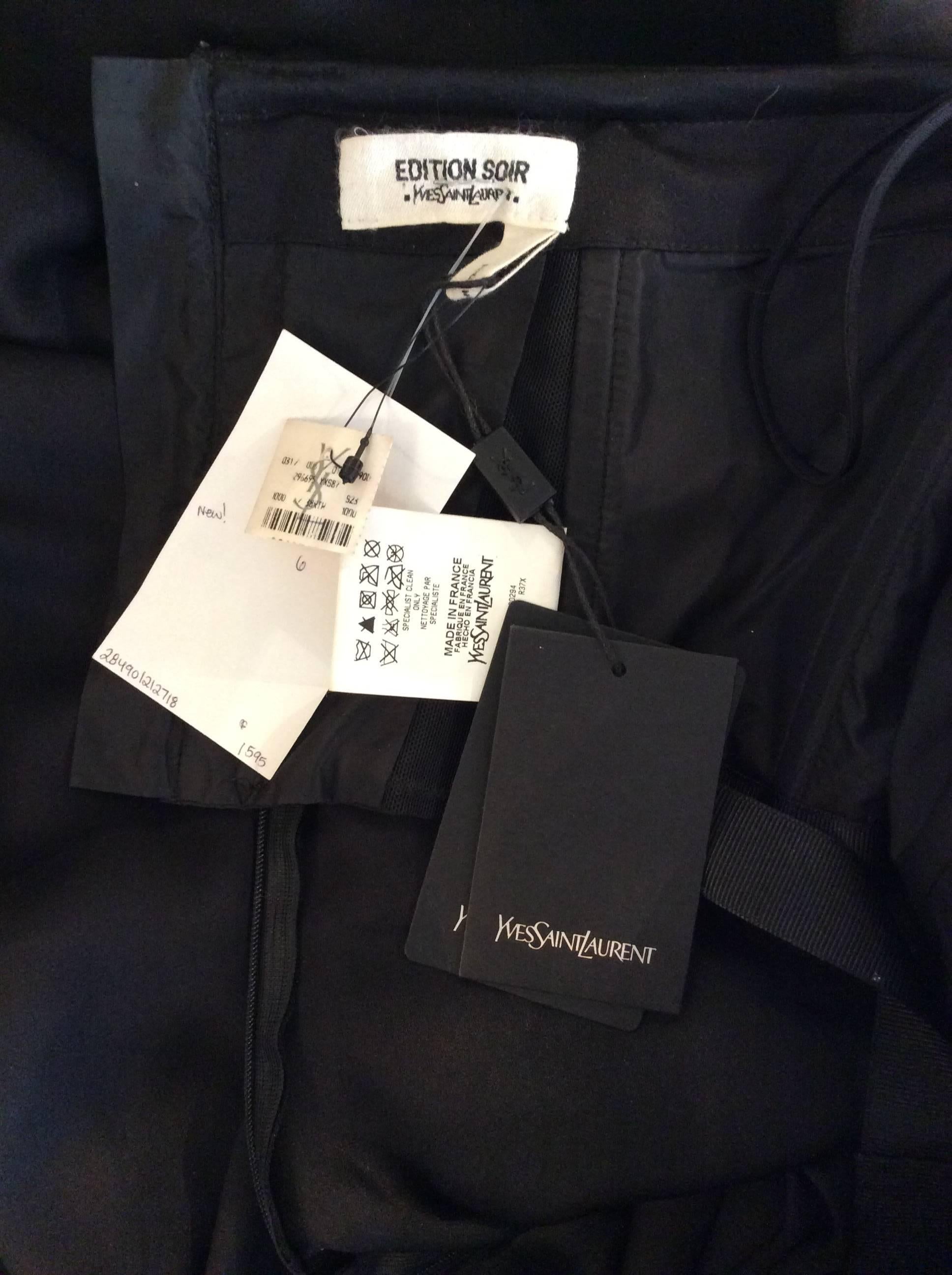 Yves Saint Laurent Black Silk Beaded Strapless Evening Gown  For Sale 5