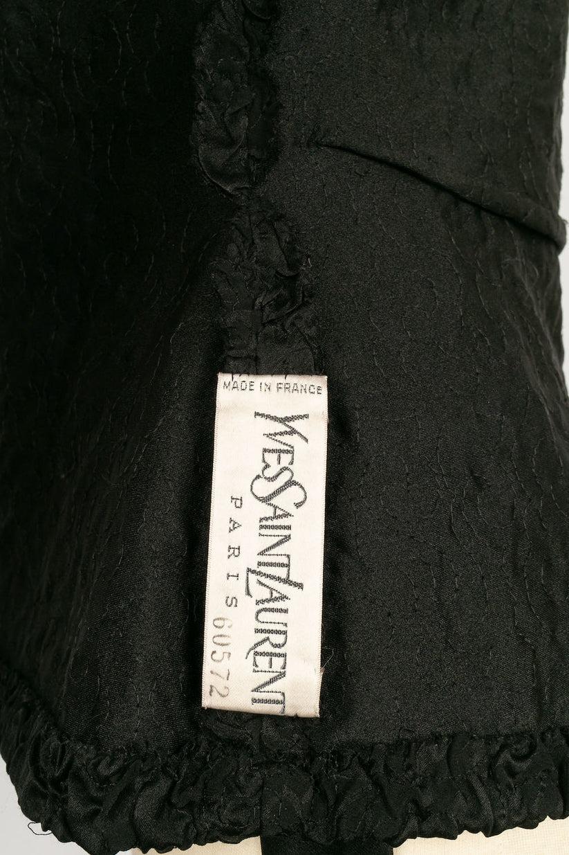 Yves Saint Laurent Black Silk Haute Couture Suit Set For Sale 9