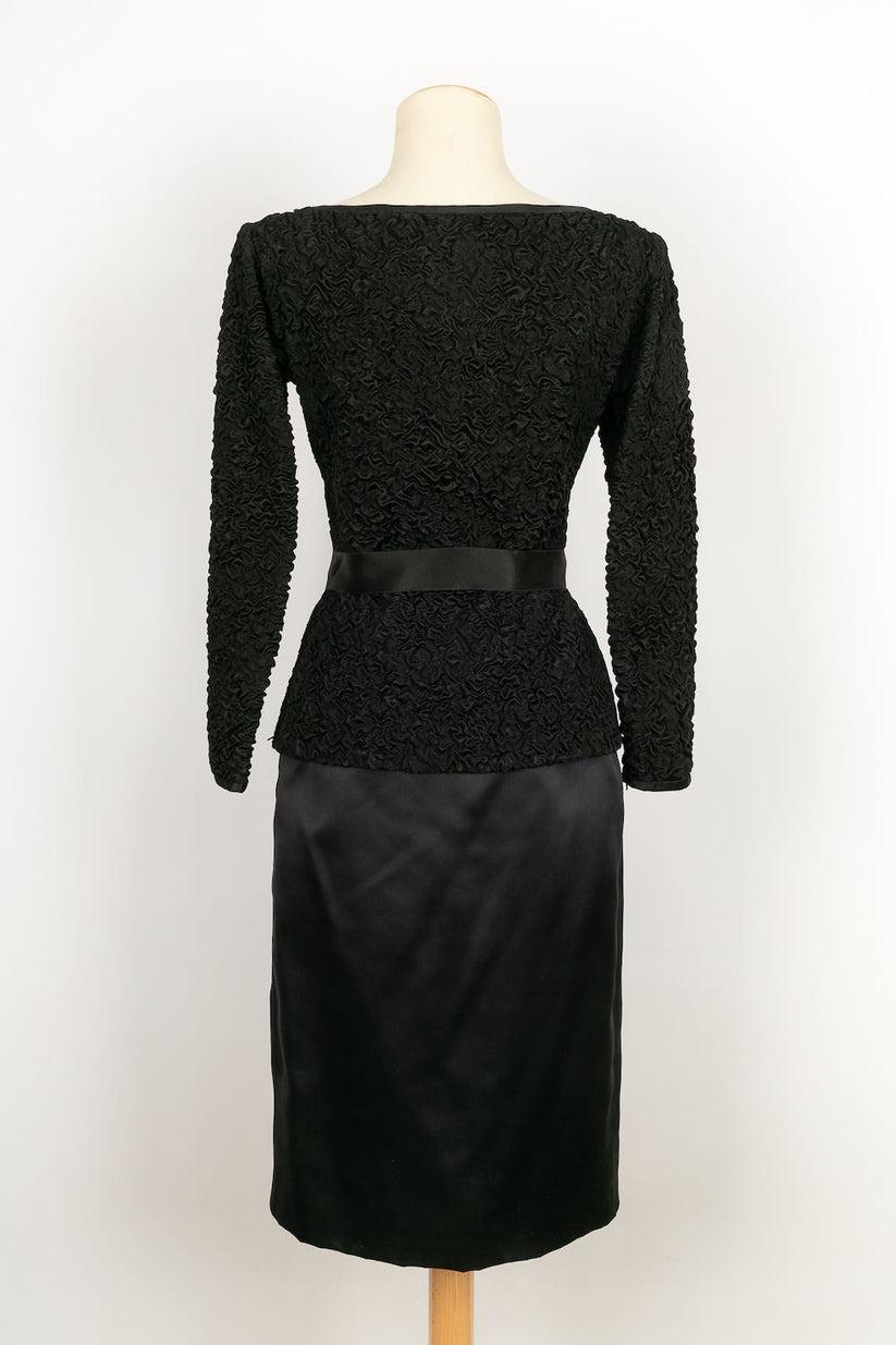 Yves Saint Laurent Black Silk Haute Couture Suit Set In Excellent Condition For Sale In SAINT-OUEN-SUR-SEINE, FR
