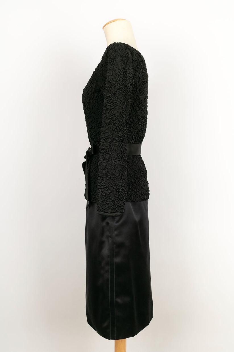 Women's Yves Saint Laurent Black Silk Haute Couture Suit Set For Sale