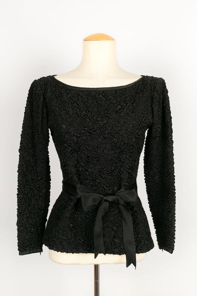 Yves Saint Laurent Black Silk Haute Couture Suit Set For Sale 1