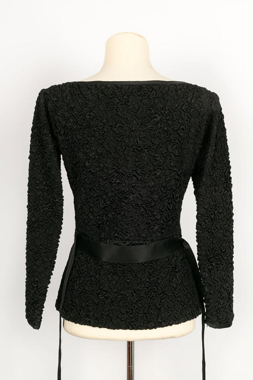 Yves Saint Laurent Black Silk Haute Couture Suit Set For Sale 2