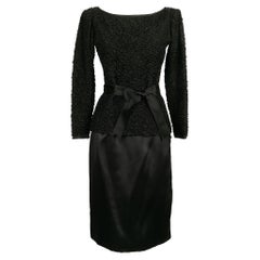 Yves Saint Laurent Black Silk Haute Couture Suit Set