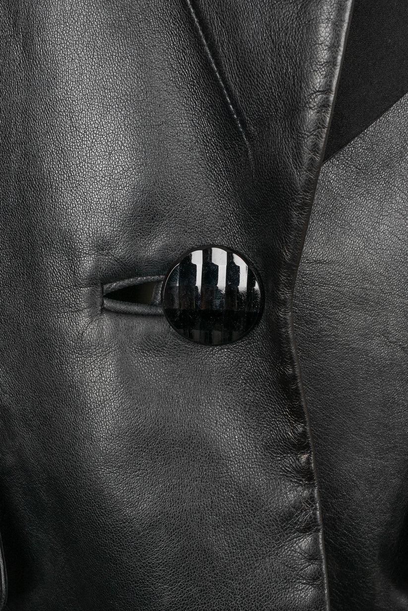 Yves Saint Laurent Black Silk Leather Jacket  For Sale 2