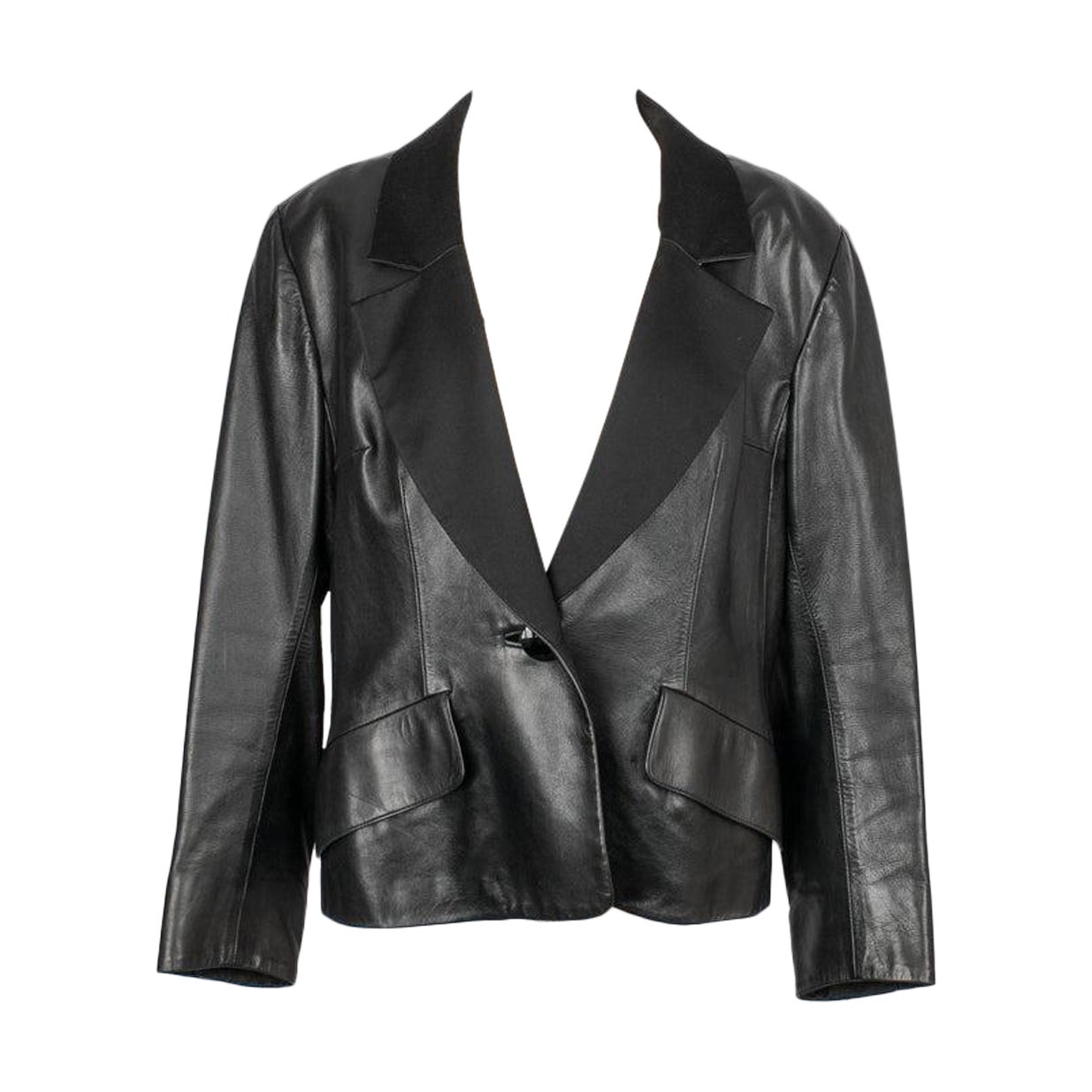 Yves Saint Laurent Black Silk Leather Jacket  For Sale