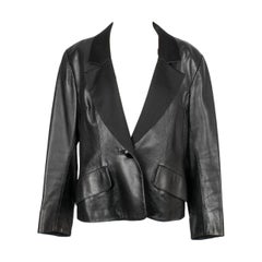 Retro Yves Saint Laurent Black Silk Leather Jacket 
