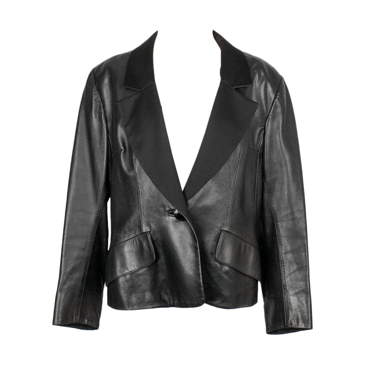 Yves Saint Laurent Black Silk Leather Jacket