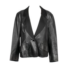 Yves Saint Laurent Black Silk Leather Jacket