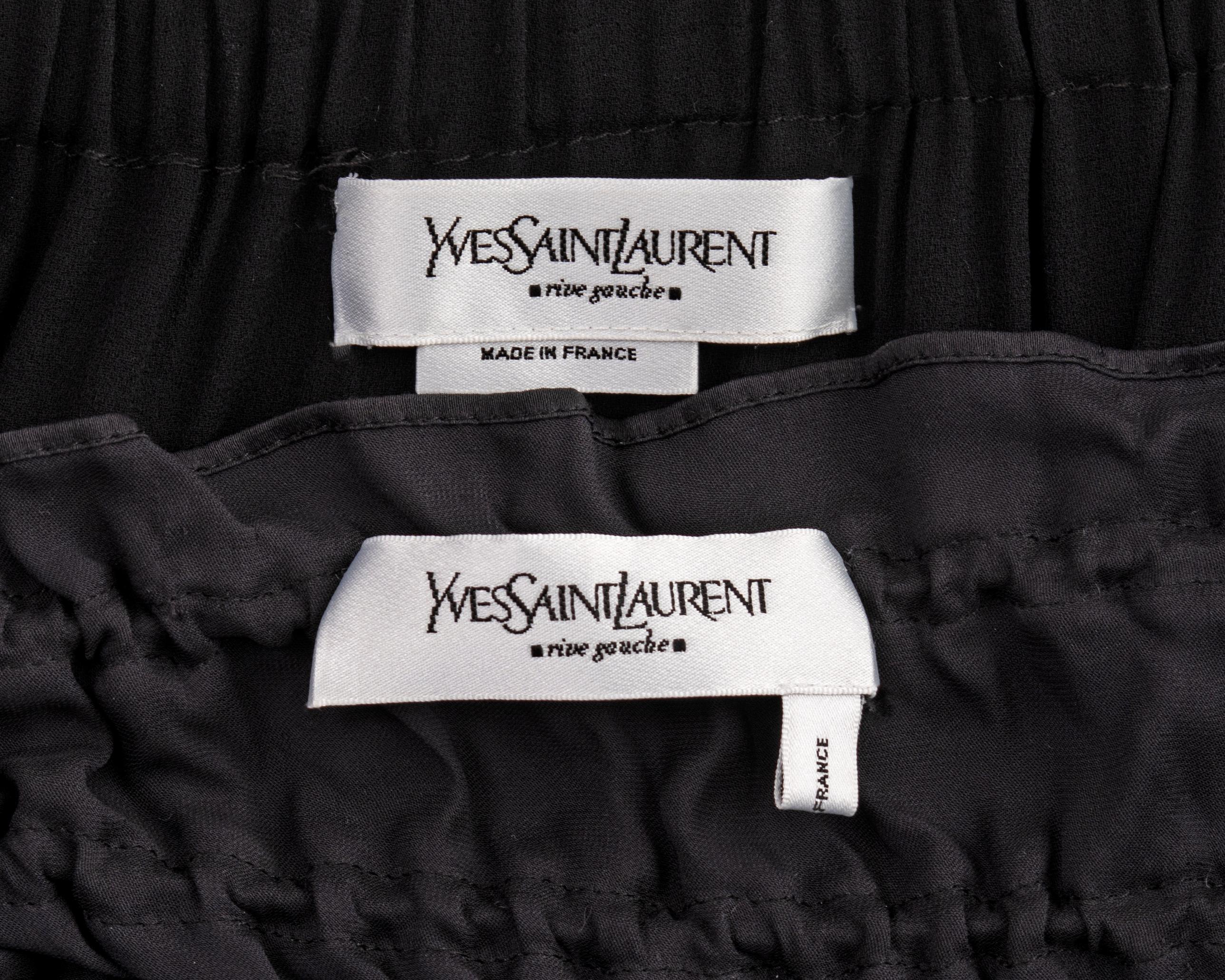 Yves Saint Laurent black silk off-shoulder blouse and maxi skirt set, fw 2001 For Sale 8