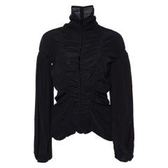 Yves Saint Laurent Black Silk Ruched Shirt M Yves Saint Laurent Black Silk Ruched Shirt M