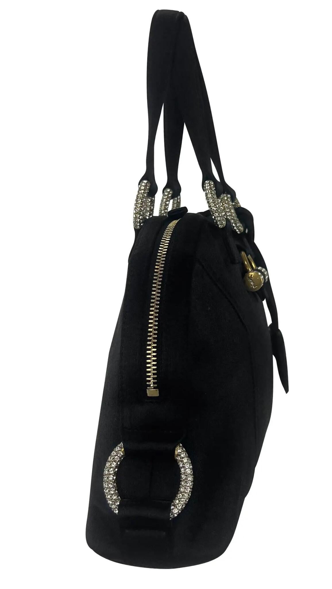 Yves Saint Laurent Black Silk Satin Rhinestone Muse Evening Bag Mini For Sale 1