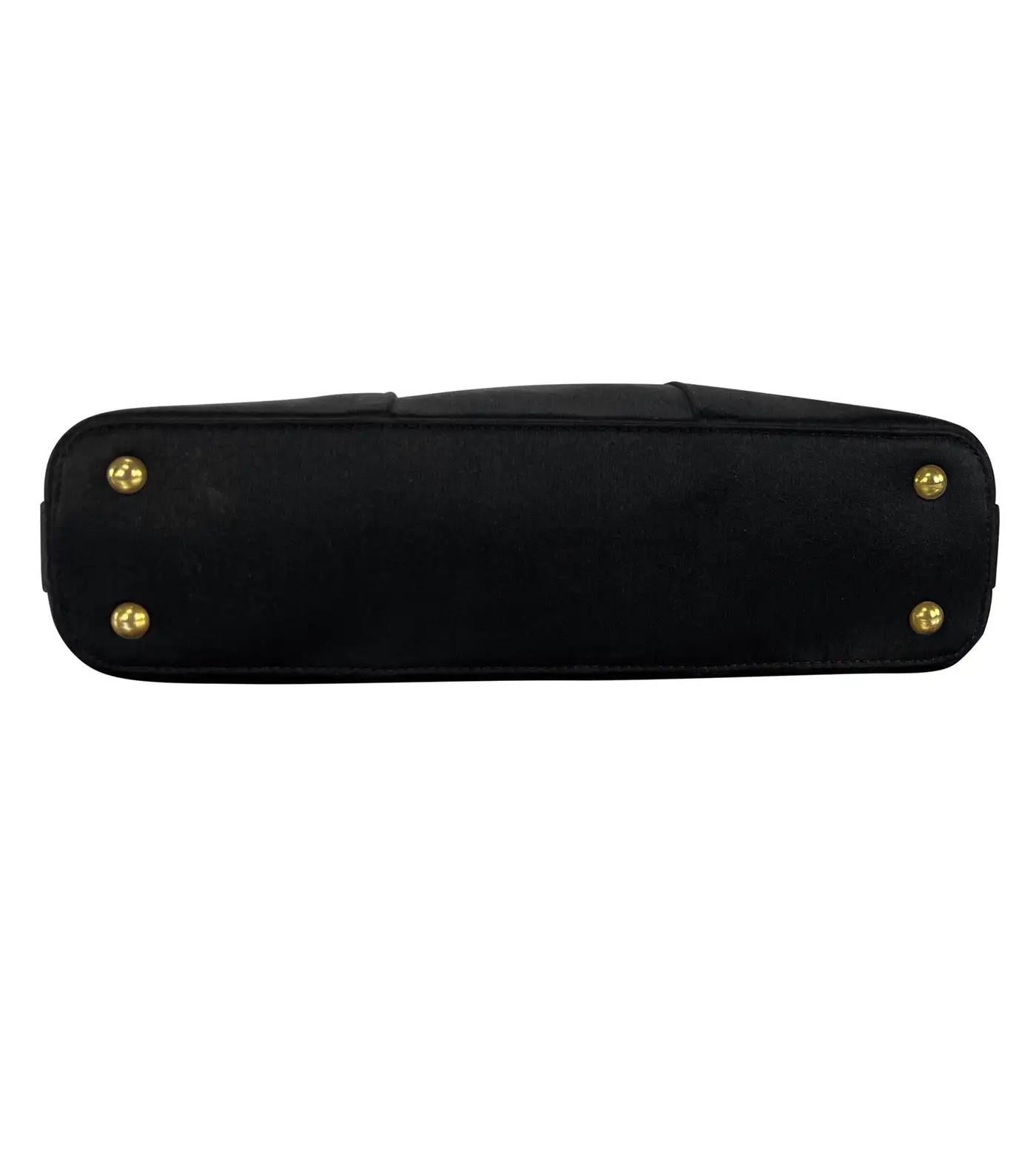 Yves Saint Laurent Black Silk Satin Rhinestone Muse Evening Bag Mini For Sale 3