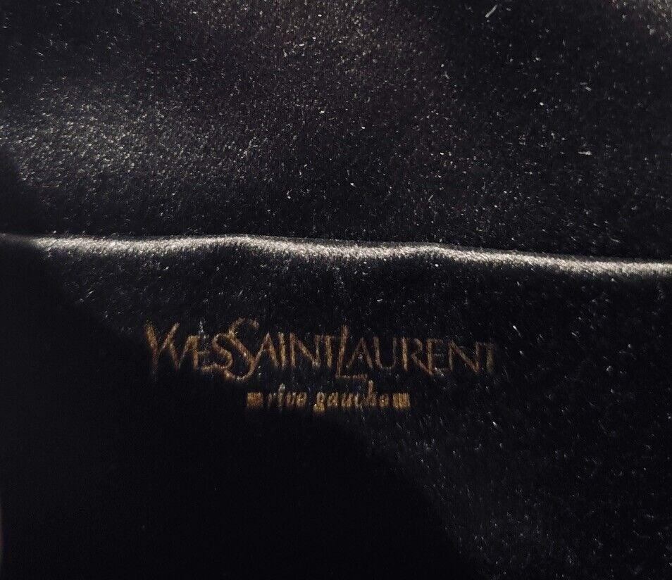 Yves Saint Laurent Black Silk Satin Rhinestone Muse Evening Bag Mini For Sale 4