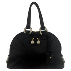 Yves Saint Laurent Black Silk Satin Rhinestone Muse Evening Bag Mini