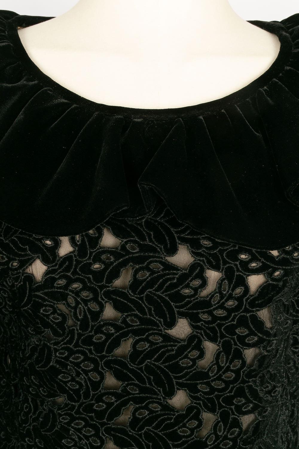 Yves Saint Laurent Black Silk Velvet Openwork Short Dress 1
