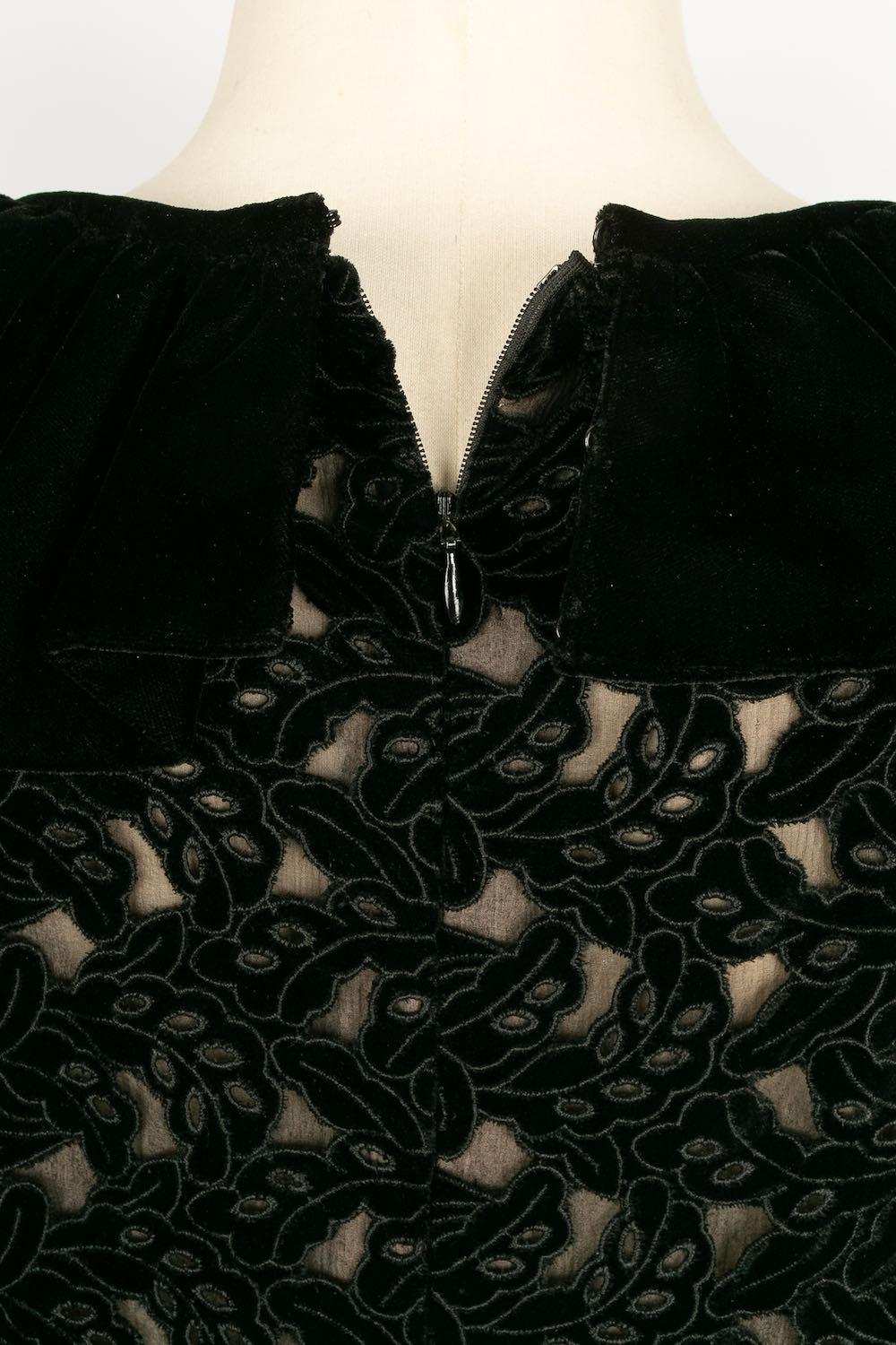 Yves Saint Laurent Black Silk Velvet Openwork Short Dress 2
