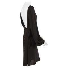 Yves Saint Laurent Black Silk Wrap Dress with Sexy Low Cut Back